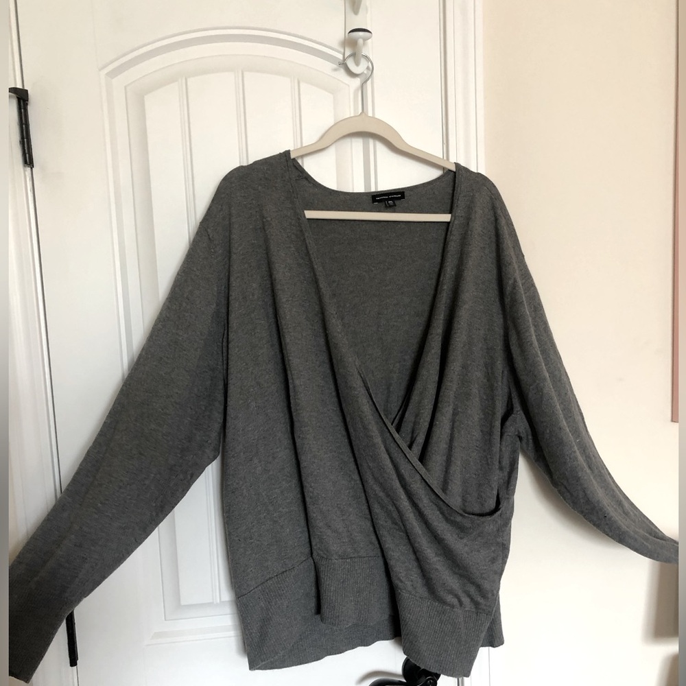 Universal Standard Statement Wrap Sweater, Gray 2X